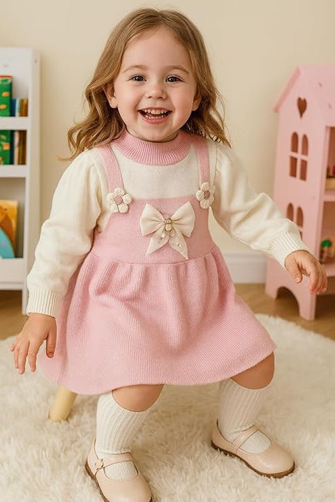 Girls Warm Winter Pinafore Woolen Dress Frock