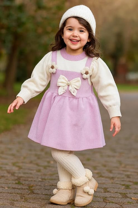 Girls Warm Winter Pinafore Woolen Dress Frock