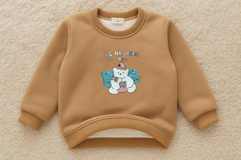 Kids Cute Cartoon Bear Fleece Sweatshirt & Jogger Set