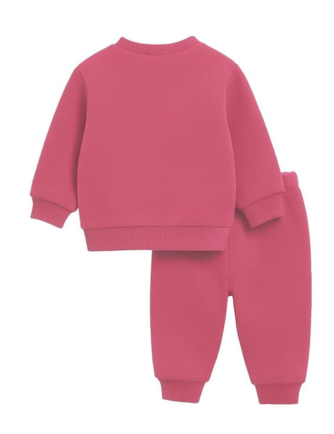 Kids Cute Cartoon Bear Fleece Sweatshirt & Jogger Set