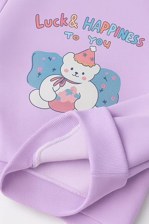 Kids Cute Cartoon Bear Fleece Sweatshirt & Jogger Set
