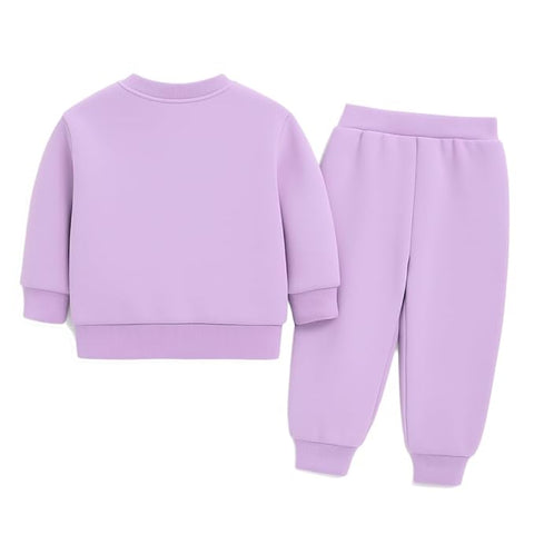 Kids Cute Cartoon Bear Fleece Sweatshirt & Jogger Set
