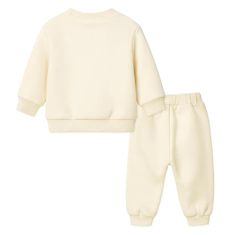 Kids Cute Cartoon Bear Fleece Sweatshirt & Jogger Set