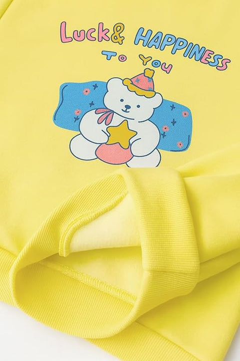 Kids Cute Cartoon Bear Fleece Sweatshirt & Jogger Set