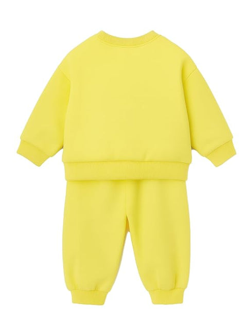 Kids Cute Cartoon Bear Fleece Sweatshirt & Jogger Set