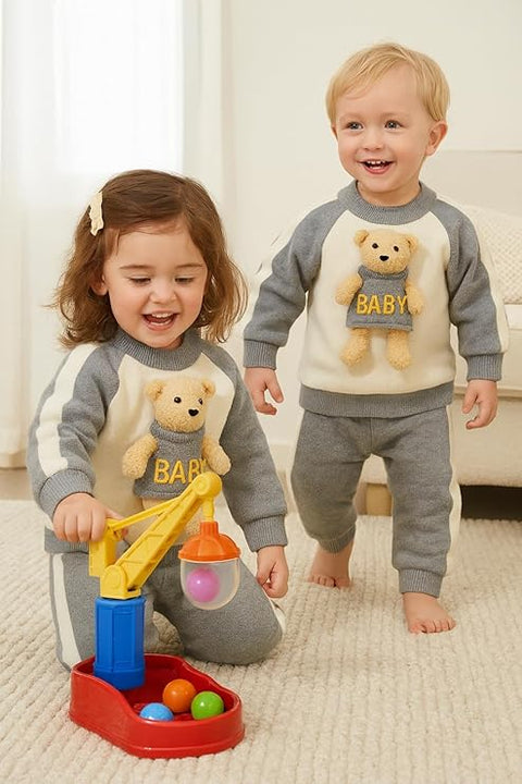 Baby 3D Teddy Bear Winter Sweatshirt n Jogger Pants