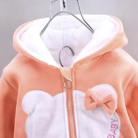 Girl Winter Micro Fleece Hoodie & Jogger Set Warm Zipper Sweatshirt & Pants