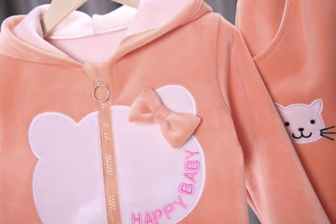 Girl Winter Micro Fleece Hoodie & Jogger Set Warm Zipper Sweatshirt & Pants