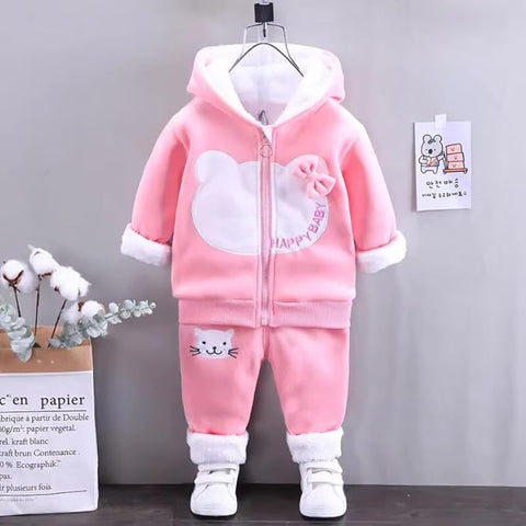 Girl Winter Micro Fleece Hoodie & Jogger Set Warm Zipper Sweatshirt & Pants