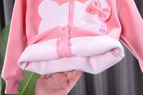 Girl Winter Micro Fleece Hoodie & Jogger Set Warm Zipper Sweatshirt & Pants