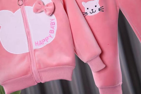 Girl Winter Micro Fleece Hoodie & Jogger Set Warm Zipper Sweatshirt & Pants