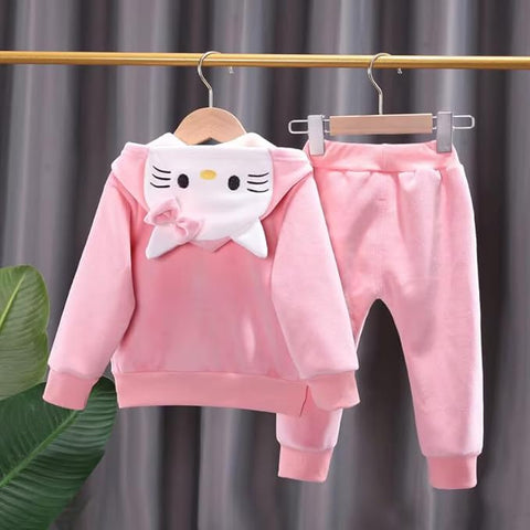 Girl Winter Micro Fleece Hoodie & Jogger Set Warm Zipper Sweatshirt & Pants