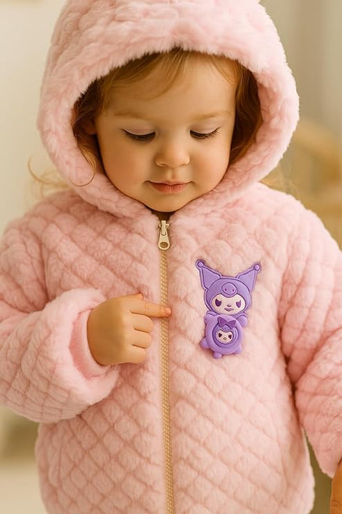 Girls Fur Winter Jacket with Hood n Matching Sling Bag