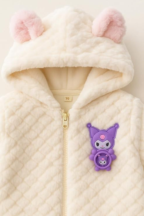 Girls Fur Winter Jacket with Hood n Matching Sling Bag