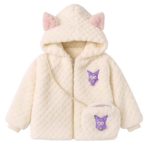 Girls Fur Winter Jacket with Hood n Matching Sling Bag