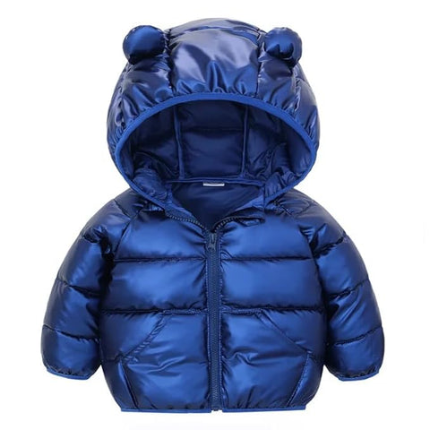 Kids Shiny Puffer Jacket with Hood
