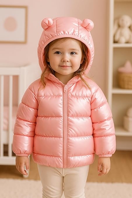 Kids Shiny Puffer Jacket with Hood