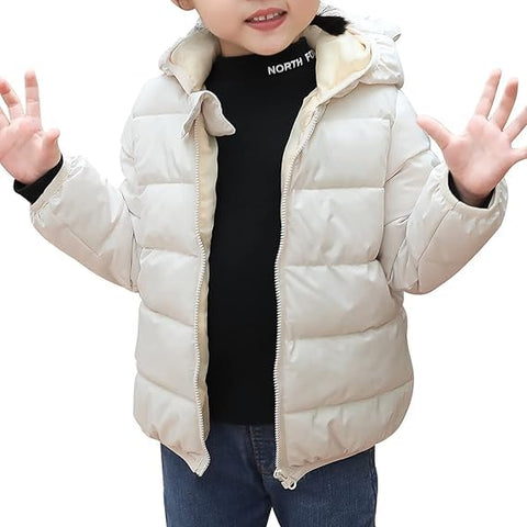 Kids Shiny Puffer Jacket with Hood