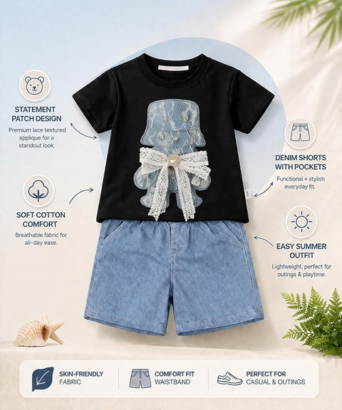 Kids Denim Patch Co-ord Set