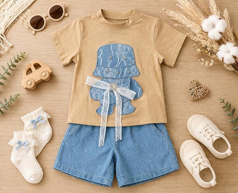 Kids Denim Patch Co-ord Set