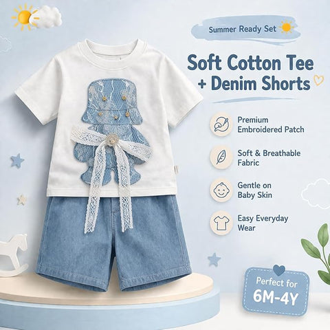 Kids Denim Patch Co-ord Set