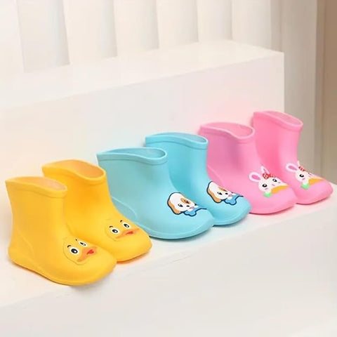 Knee High Rain Blue Boots for Kids - Easy On Boots with Dog Design and Comfortable Fit