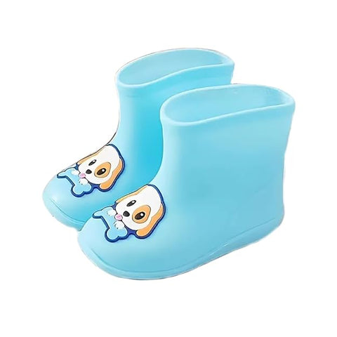 Knee High Rain Blue Boots for Kids - Easy On Boots with Dog Design and Comfortable Fit