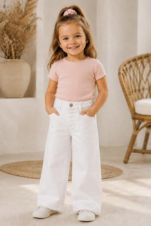 Girls Cotton Twill Wide Leg Pants