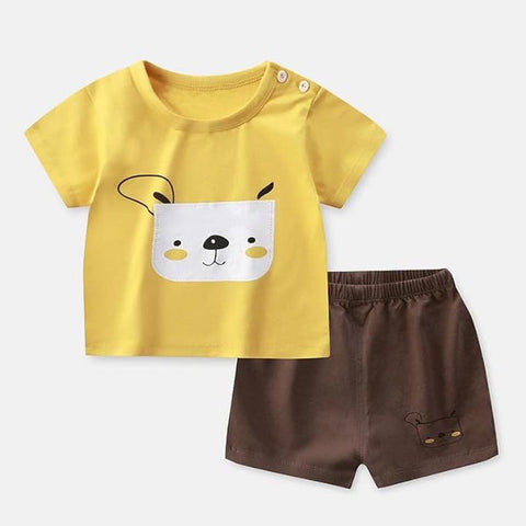 Cartoon Print Cute Half Sleeve T-shirt and Shorts Set