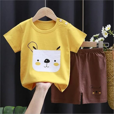Cartoon Print Cute Half Sleeve T-shirt and Shorts Set
