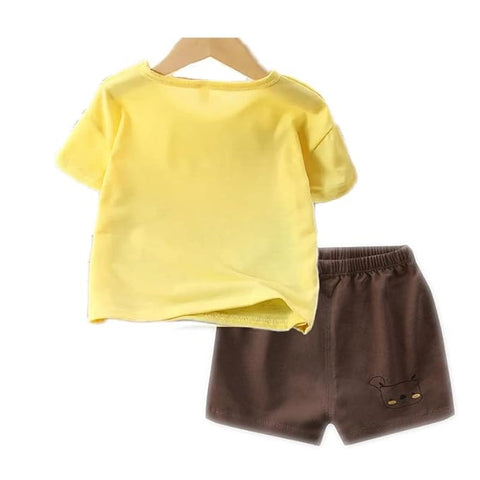 Cartoon Print Cute Half Sleeve T-shirt and Shorts Set