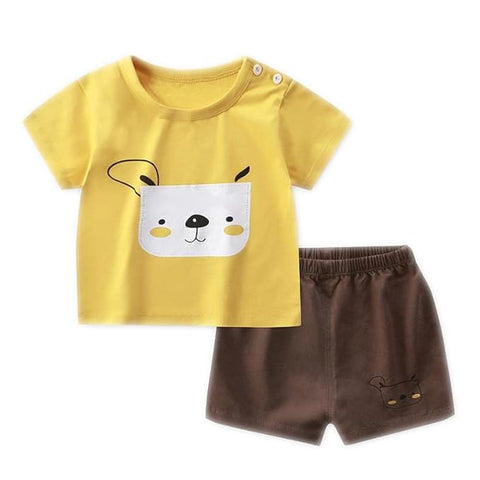 Cartoon Print Cute Half Sleeve T-shirt and Shorts Set