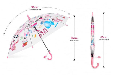 Kids Auto Open Clear Rabbit Umbrella with Whistle