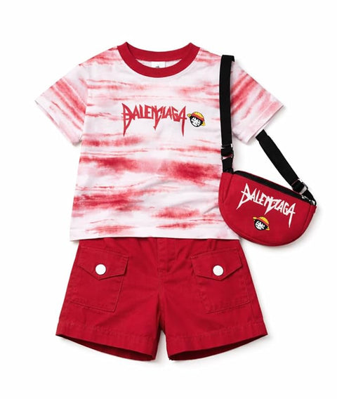 Kids Trendy Tie-Dye T-Shirt & Shorts Set with Matching Sling Bag