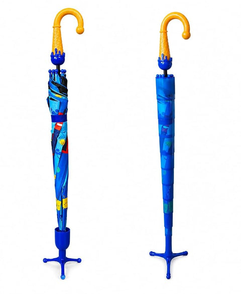 Kids Cartoon Car Rain Umbrella with Built-in Cover & Stand