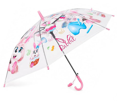 Kids Auto Open Clear Rabbit Umbrella with Whistle