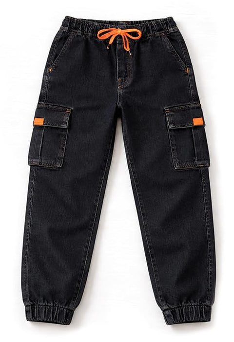 Kid's Trendy Cool Washed Casual Denim Jeans Pant with Elasticated Waistband