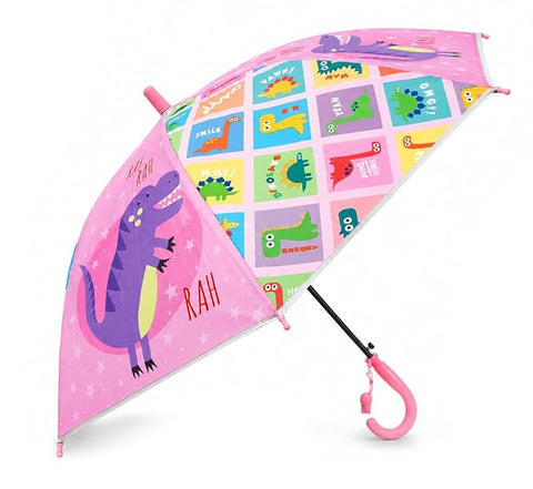 Kids Colorful Dinosaur Rain Umbrella with Whistle Keychain