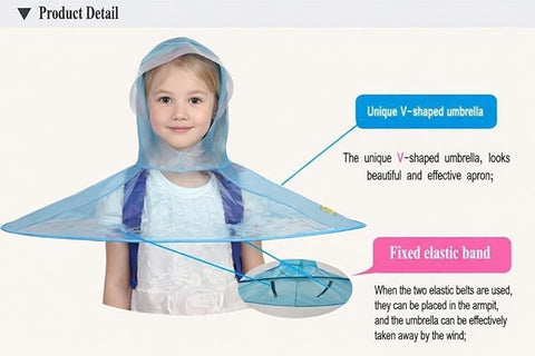 Kids Portable Foldable Hands-Free Waterproof Cute Cartoon Umbrella Hat Raincoat