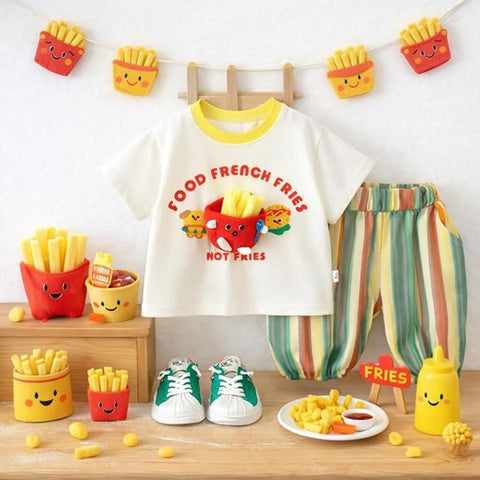 Kids  3D Fries Summer Co-Ord Set