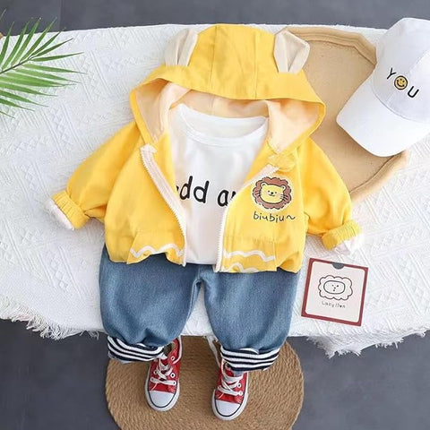 Cartoon Lion 3D Patch 3-Piece Winter Party Dress for Kids