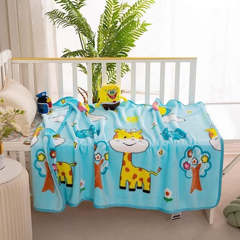 Cartoon Giraffe Full Size Kid's Warm Fleece Flannel Blanket Wrap Swaddle for Newborn Infant Toddler Baby Boy Girl