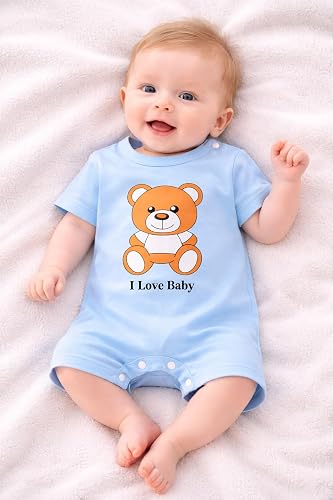 Half Sleeve Pure Cotton Cartoon Printed Onesie Romper Bodysuit for Newborn to Infant Kids