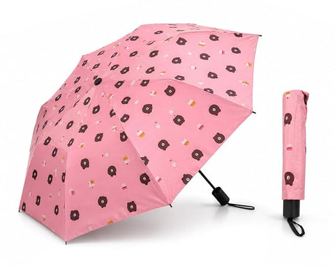 Bear Print 3 Fold Rain Umbrella | Travel Umbrella wid Cover