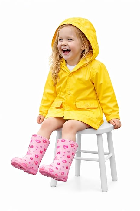 Pink Bunny Print Waterproof Rain Boots for Kids