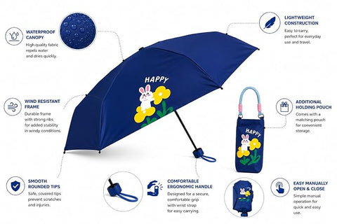 Bunny 5 Fold Compact EVA Umbrella with Carry Cover