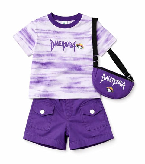 Kids Trendy Tie-Dye T-Shirt & Shorts Set with Matching Sling Bag