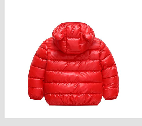 Kids Cartoon LED Light Patch Shiny Sparkling Quilted Winter Kid's Warm Hood Puffer Bomber Jacket for Infant Toddler Boys & Girls