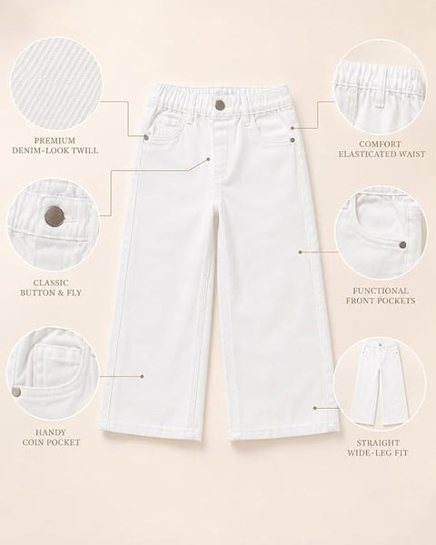Girls Cotton Twill Wide Leg Pants