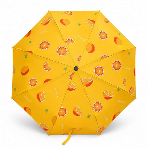 Bold N Elegant Orange Print Adult's 3 Fold Auto Open Close Umbrella for Sun & Rain